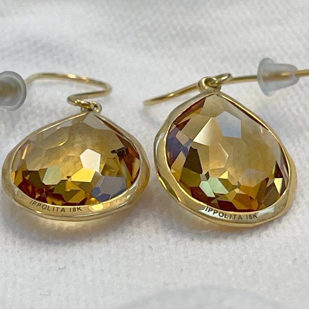 NWOT $2095 Ippolita Rock Candy Citrine 18K Yellow Gold  Medium Teardrop Earrings - Picture 3 of 3